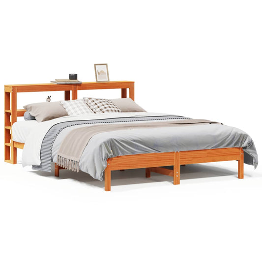 vidaXL Bed Frame without Mattress Wax Brown 150x200 cm King Size Solid Wood Pine