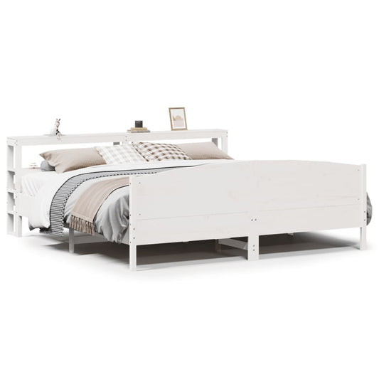 vidaXL Bed Frame without Mattress White 180x200 cm Super King Solid Wood Pine