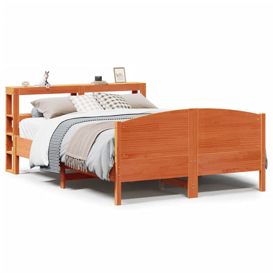 vidaXL Bed Frame without Mattress Wax Brown 135x190 cm Double Solid Wood Pine