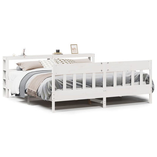 vidaXL Bed Frame without Mattress White 180x200 cm Super King Solid Wood Pine