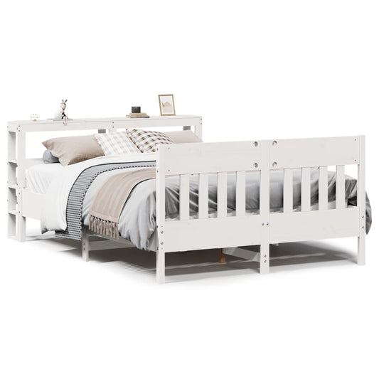 vidaXL Bed Frame without Mattress White 150x200 cm King Size Solid Wood Pine