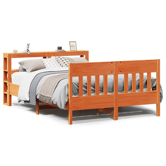 vidaXL Bed Frame without Mattress Wax Brown 140x190 cm Solid Wood Pine