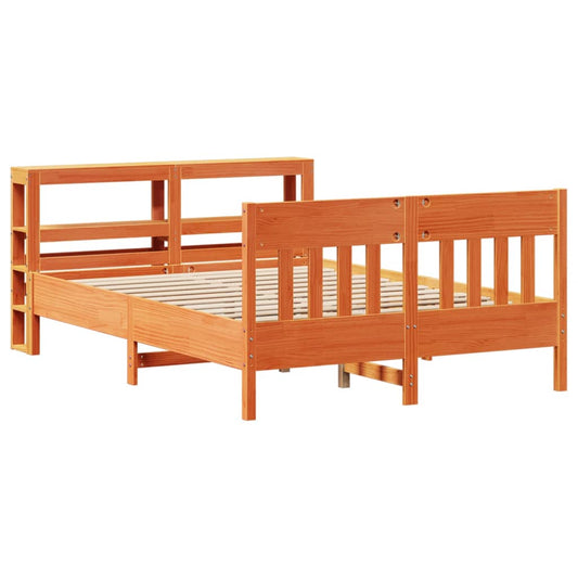 vidaXL Bed Frame without Mattress Wax Brown 135x190 cm Double Solid Wood Pine