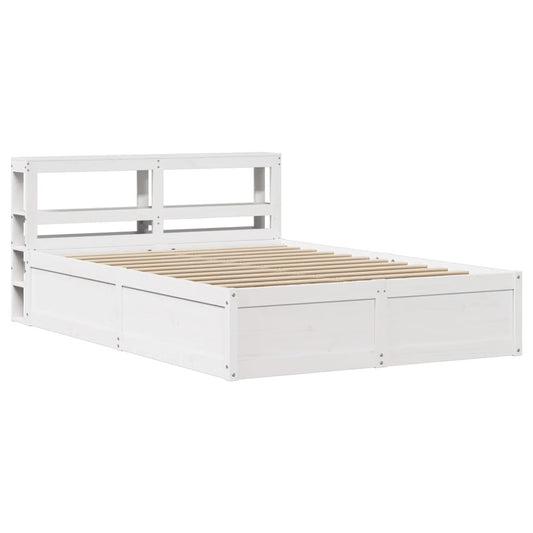 vidaXL Bed Frame with Headboard White 120x190 cm Small Double Solid Wood Pine