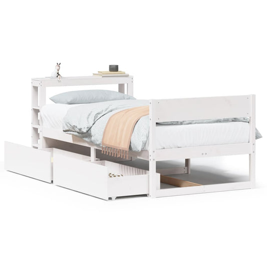 vidaXL Bed Frame without Mattress White 90x200 cm Solid Wood Pine