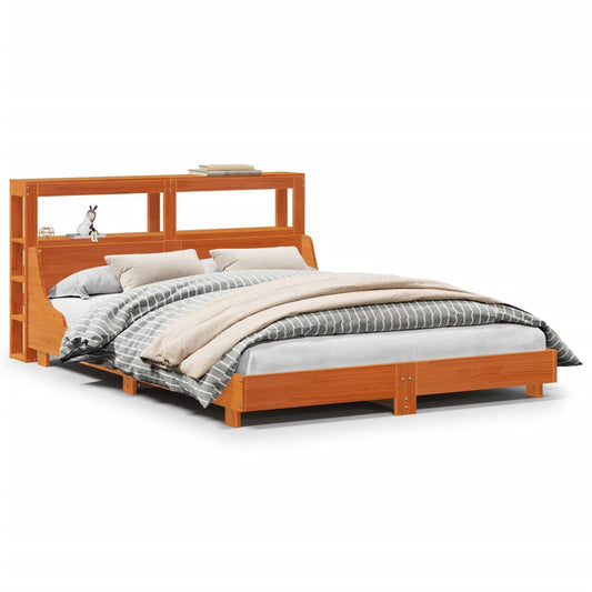 vidaXL Bed Frame without Mattress Wax Brown 160x200 cm Solid Wood Pine