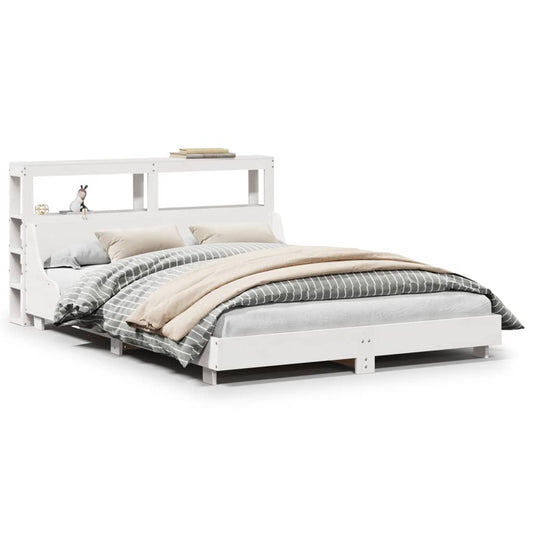 vidaXL Bed Frame without Mattress White 150x200 cm King Size Solid Wood Pine