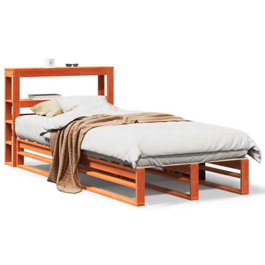 vidaXL Bed Frame without Mattress Wax Brown 100x200 cm Solid Wood Pine