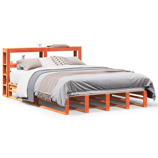 vidaXL Bed Frame without Mattress Wax Brown 150x200 cm King Size Solid Wood Pine