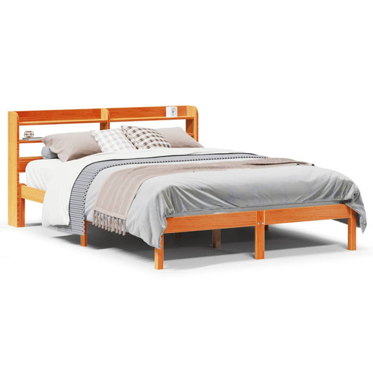vidaXL Bed Frame with Headboard without Mattress Wax Brown 140x200 cm