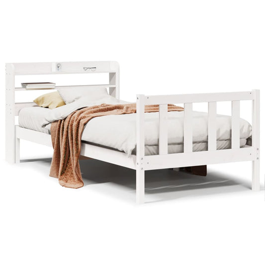 vidaXL Bed Frame without Mattress White 90x190 cm Single Solid Wood Pine