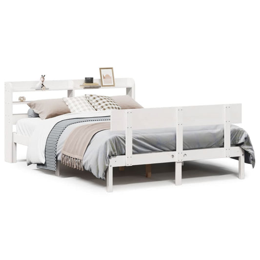 vidaXL Bed Frame without Mattress White 135x190 cm Double Solid Wood Pine
