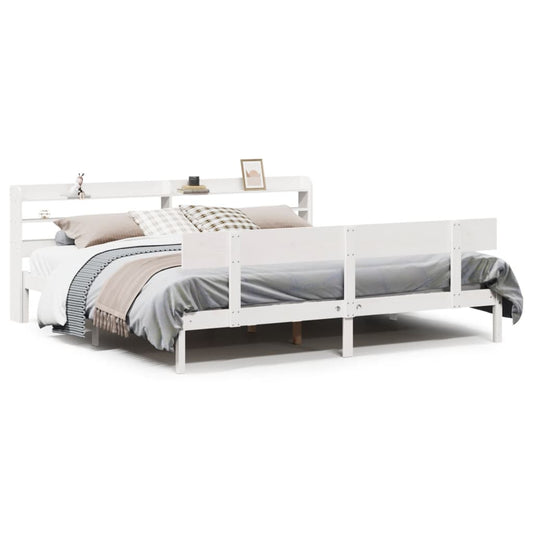 vidaXL Bed Frame without Mattress White 180x200 cm Super King Solid Wood Pine