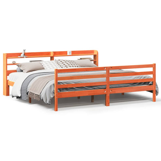 vidaXL Bed Frame without Mattress Wax Brown 200x200 cm Solid Wood Pine