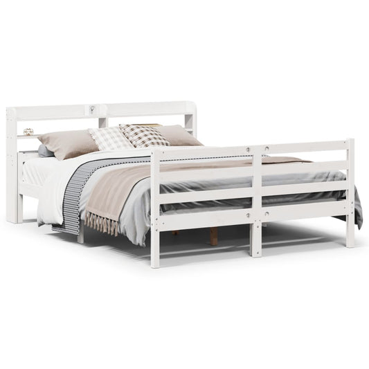 vidaXL Bed Frame with Headboard without Mattress White 150x200 cm