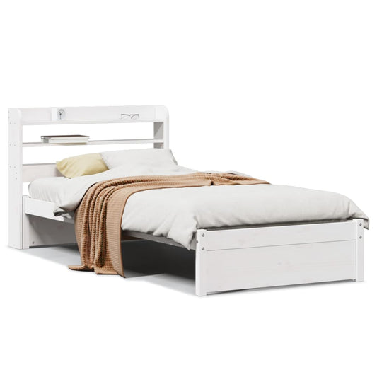 vidaXL Bed Frame with Headboard without Mattress White 75x190 cm
