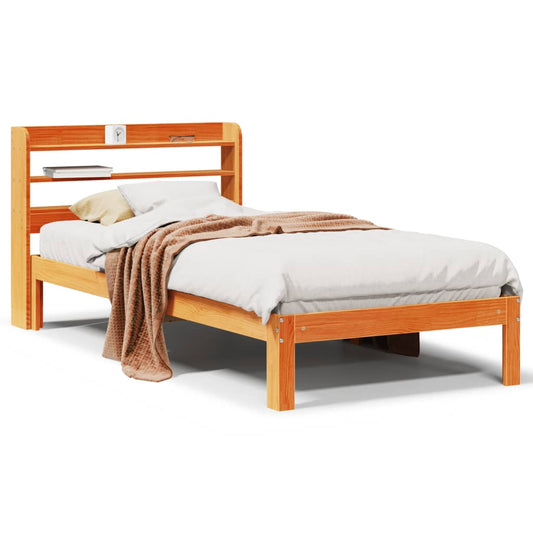 vidaXL Bed Frame without Mattress Wax Brown 75x190 cm Small Single Solid Wood Pine