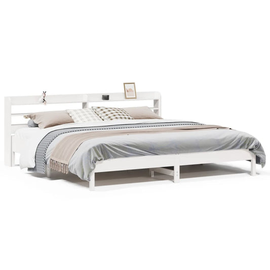 vidaXL Bed Frame without Mattress White 180x200 cm Super King Solid Wood Pine