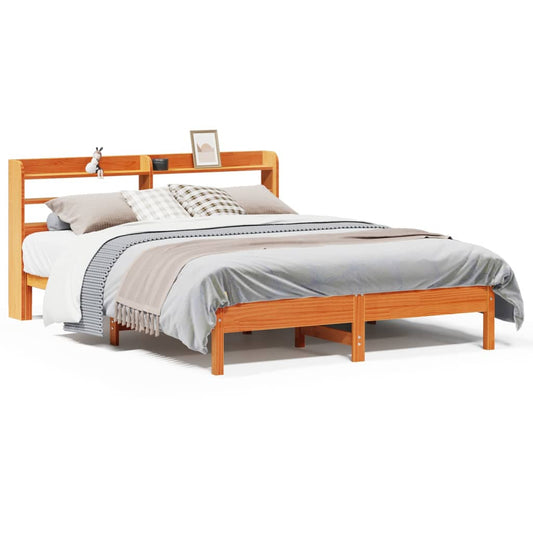 vidaXL Bed Frame without Mattress Wax Brown 150x200 cm King Size Solid Wood Pine