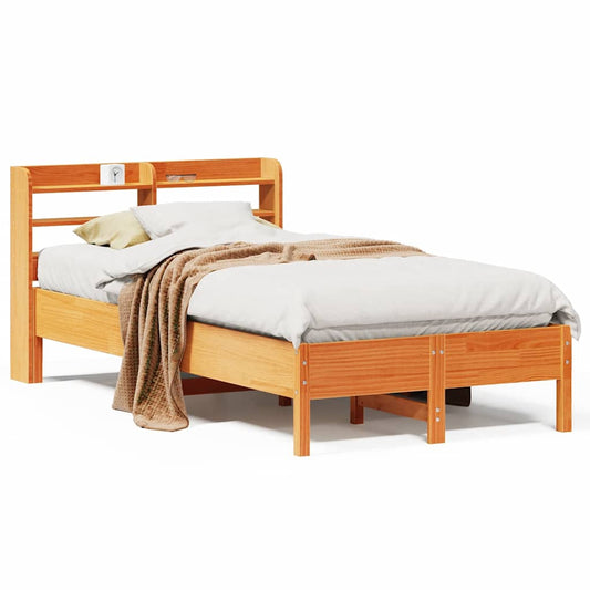 vidaXL Bed Frame without Mattress Wax Brown 100x200 cm Solid Wood Pine
