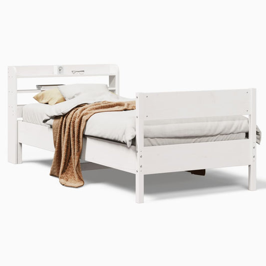 vidaXL Bed Frame without Mattress White 90x190 cm Single Solid Wood Pine