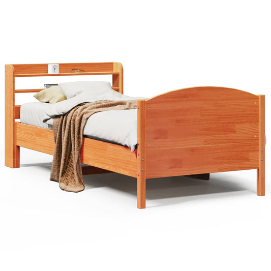 vidaXL Bed Frame without Mattress Wax Brown 100x200 cm Solid Wood Pine