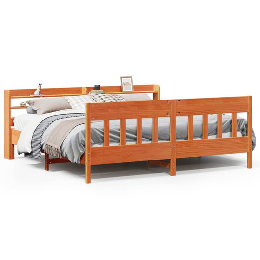 vidaXL Bed Frame without Mattress Wax Brown 200x200 cm Solid Wood Pine