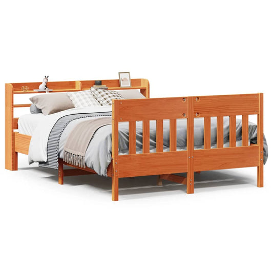 vidaXL Bed Frame without Mattress Wax Brown 150x200 cm King Size Solid Wood Pine