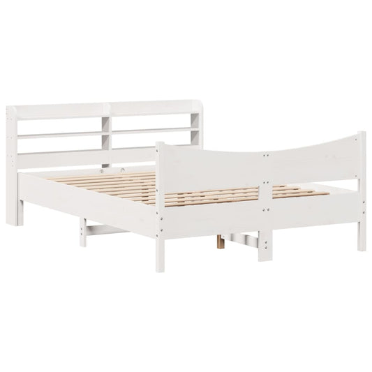 vidaXL Bed Frame with Headboard White 120x200 cm Solid Wood Pine