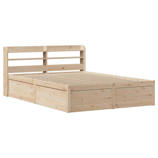vidaXL Bed Frame with Headboard 135x190 cm Double Solid Wood Pine