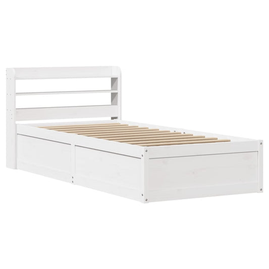 vidaXL Bed Frame with Headboard White 75x190 cm Small Single Solid Wood Pine