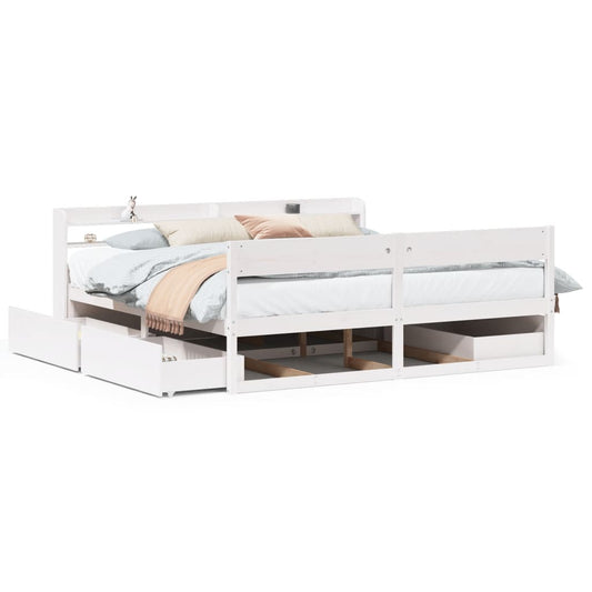 vidaXL Bed Frame without Mattress White 180x200 cm Solid Wood Pine
