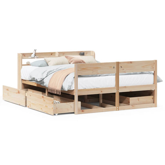 vidaXL Bed Frame without Mattress 150x200 cm King Size Solid Wood Pine