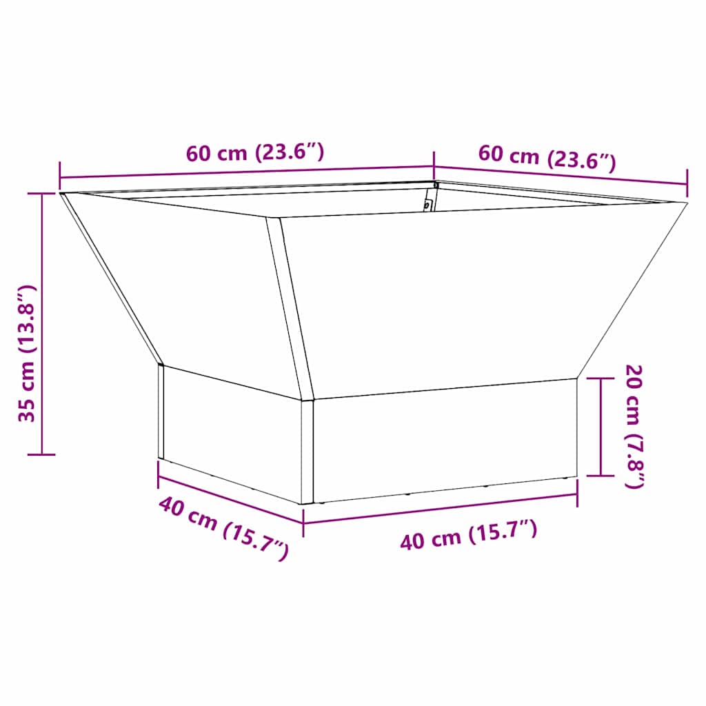 vidaXL Fire Pit Black 60 x 60 x 35 cm Steel