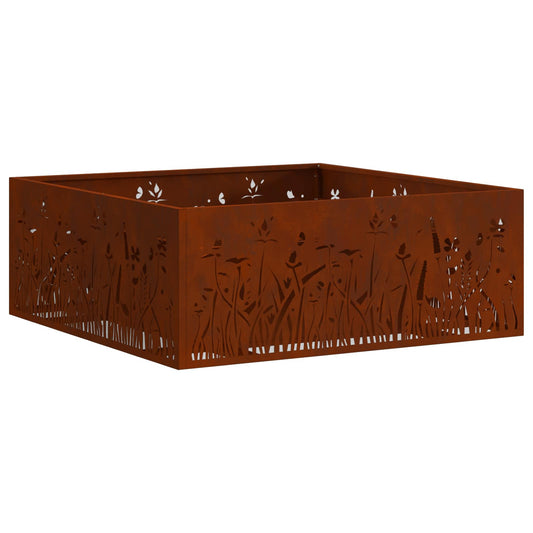vidaXL Fire Pit Brown 80 x 80 x 30 cm Weathering Steel