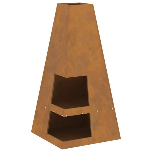 vidaXL Fire Pit Brown 50 x 50 x 100 cm Weathering steel