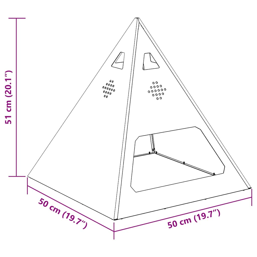 vidaXL Fire Pit Black 50 x 50 x 51 cm Steel