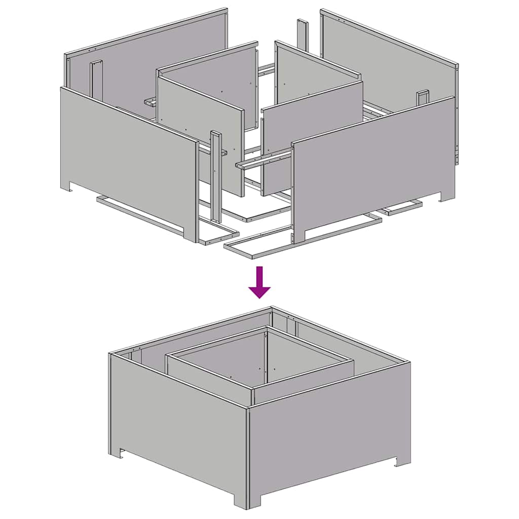 vidaXL Fire Pit Brown 80 x 80 x 40 cm Weathering steel