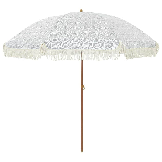 vidaXL Beach Parasol Grey and White 205 x 205 x 210 cm