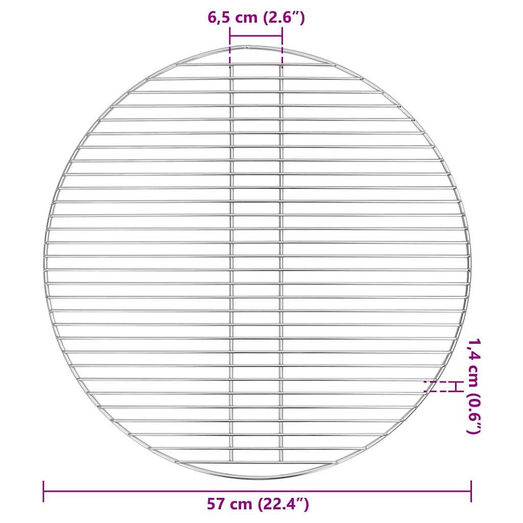vidaXL BBQ Grill Grate Silver 57 x 57 cm Stainless Steel