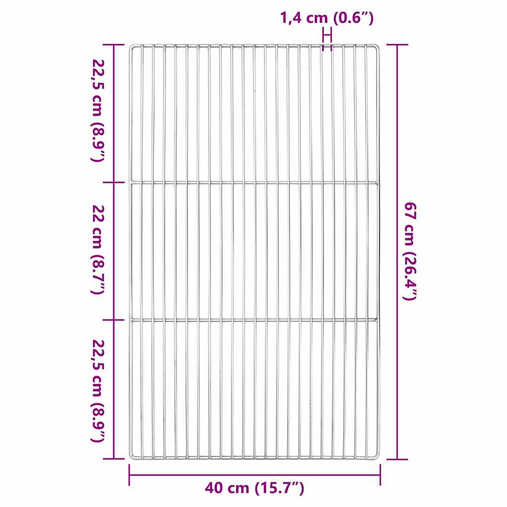 vidaXL Grill Grate 67 x 40 cm Stainless Steel Silver