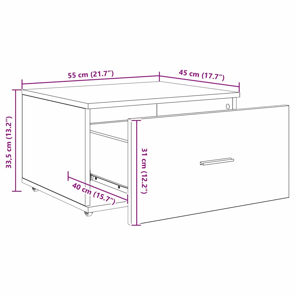 vidaXL Drawer Cabinet 55 x 45 x 31 cm Artisan Oak
