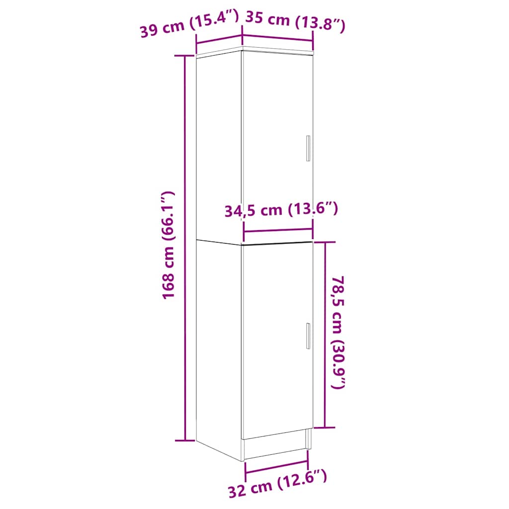 vidaXL Highboard Smoked Oak 35 x 39 x 168 cm