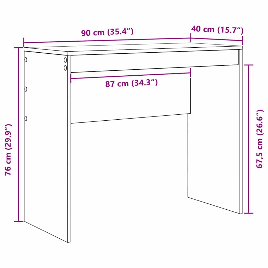 vidaXL Desk Sonoma Oak 90 x 40 x 76 cm