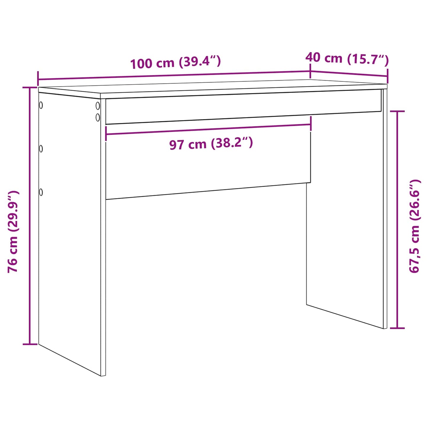 vidaXL Desk White 100 x 40 x 76 cm