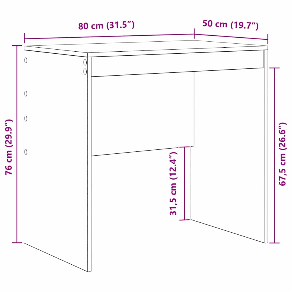 vidaXL Desk Concrete Grey 80 x 50 x 76 cm