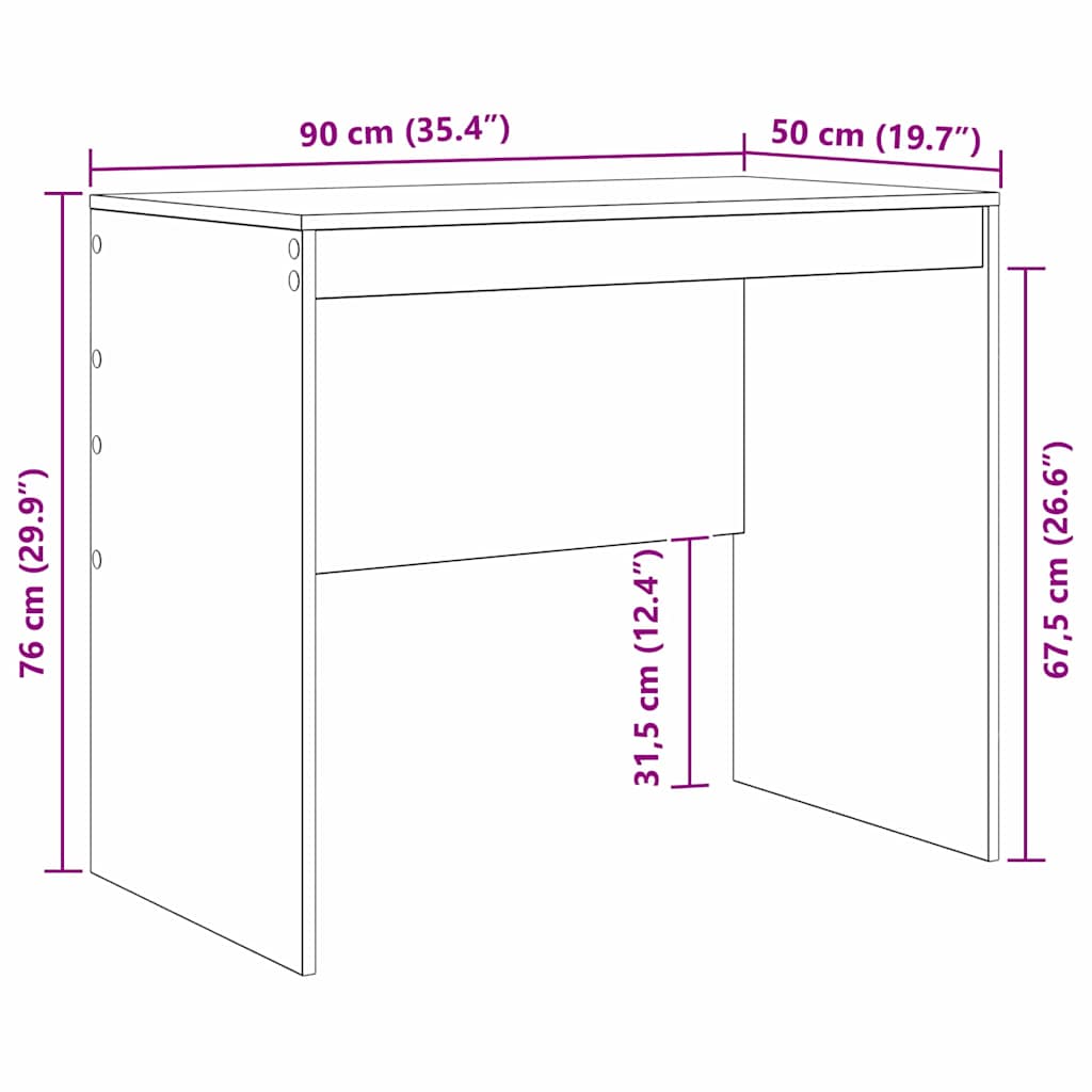vidaXL Desk Sonoma Oak 90 x 50 x 76 cm