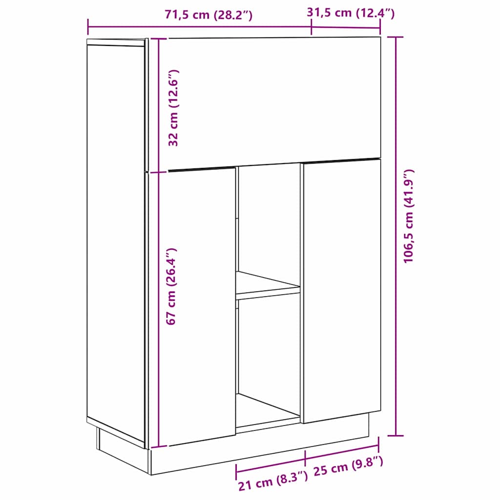 vidaXL Desk Old Wood Engineered Wood 71.5 x 31.5 x 106.5 cm