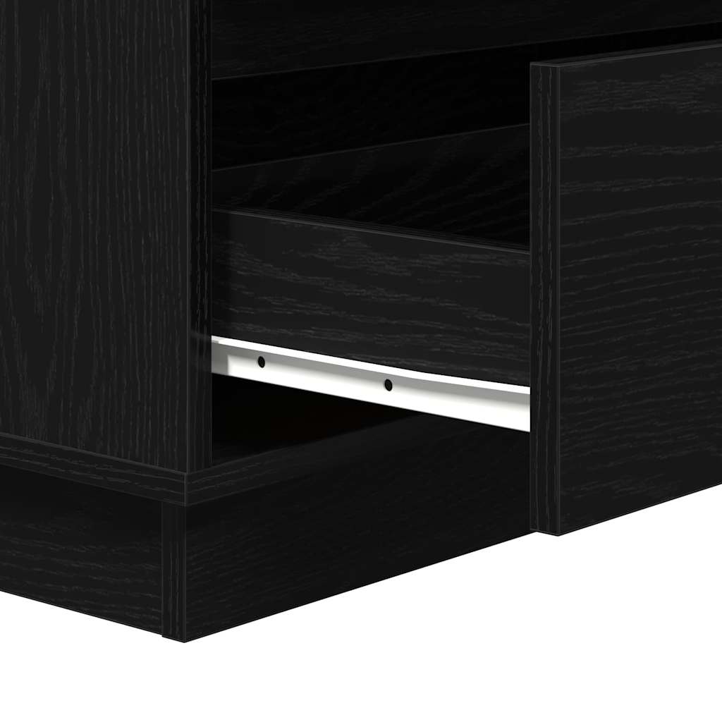 vidaXL Bedside Cabinet Black Oak 71 x 34.5 x 75 cm Engineered wood