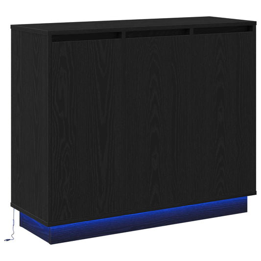 vidaXL LED Sideboard Black Oak 90 x 32 x 75 cm Engineered Wood